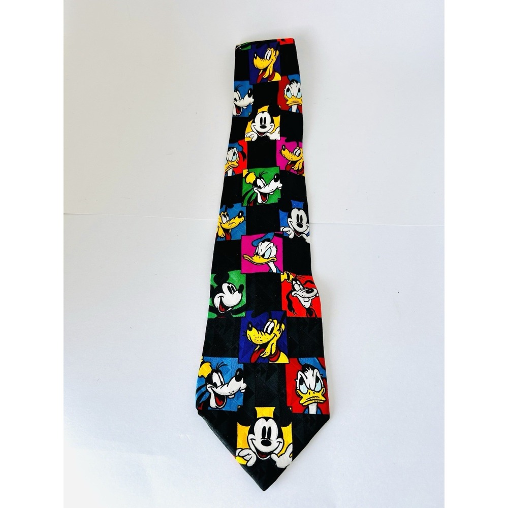 Disney Store Vintage Mickey Donald Goofy‎ Pluto Necktie Character Silk Tie